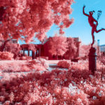 Statuary in infrared at the Huntington Garden